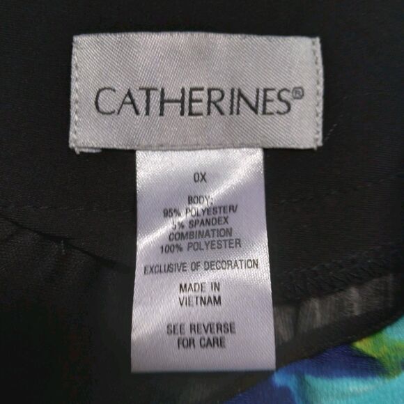 Catherines Maxi Dress Black Blue Floral Sleeveless Stretch Tropical  Womens 0X - Picture 5 of 9